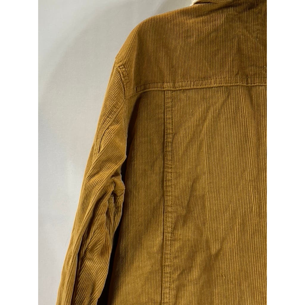 BOOHOOMAN Men's Tan Corduroy Regular-Fit Button-Up Borg Collar Jacket SZ XL