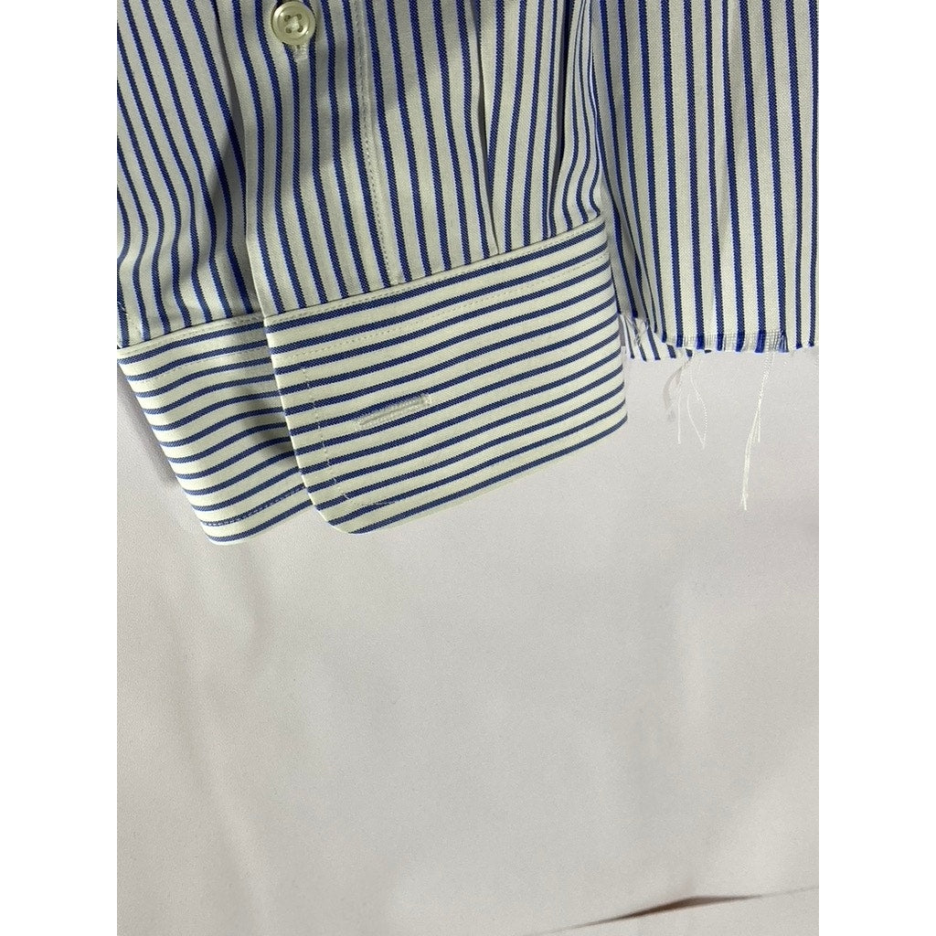 L.L. BEAN Men's Blue-White Striped Classic-Fit Button-Up Long Sleeve Shirt SZ XL