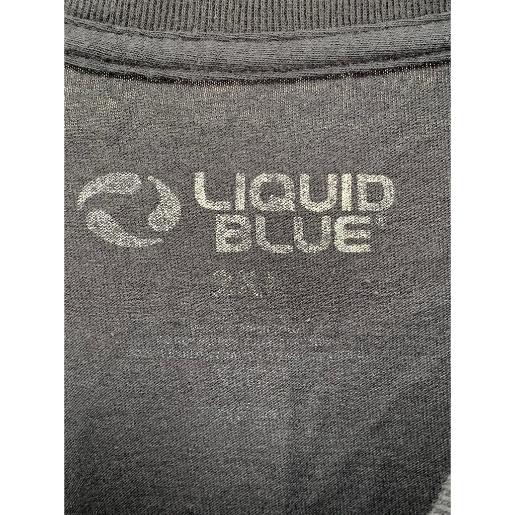 LIQUID BLUE Men's Black Grunge Graphic Crewneck Short Sleeve T-Shirt SZ 2XL