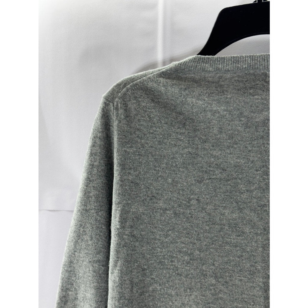 J. CREW Factory Gray Heather Women's Wool Blend V-Neck Tunic Hi-Lo Sweater SZ S