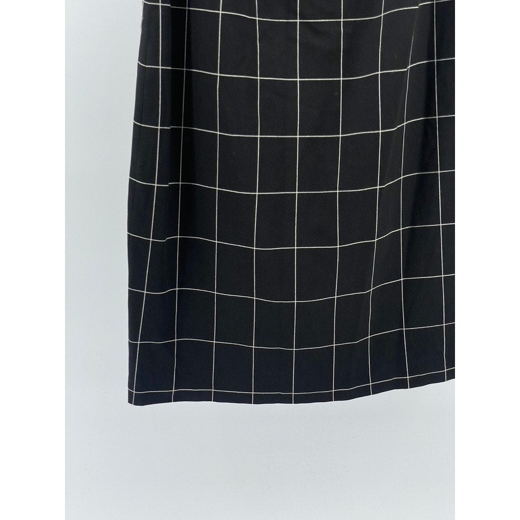 LAUREN RALPH LAUREN Women's Black Windowpane Crewneck A-Line Dress SZ 6