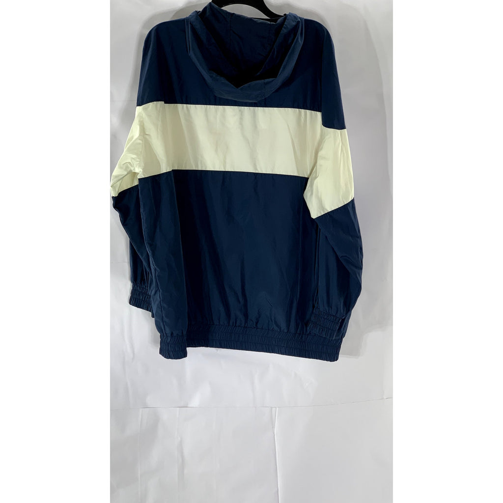 ZARA Men's White/Navy California Logo Hooded Zip-Up Windbreaker Jacket SZ L
