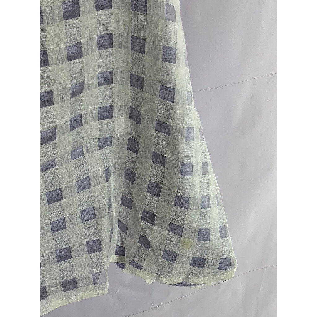 PARIS 99 Women's Purple/White Lace Checkered Puff-Sleeve Mini Dress SZ 6