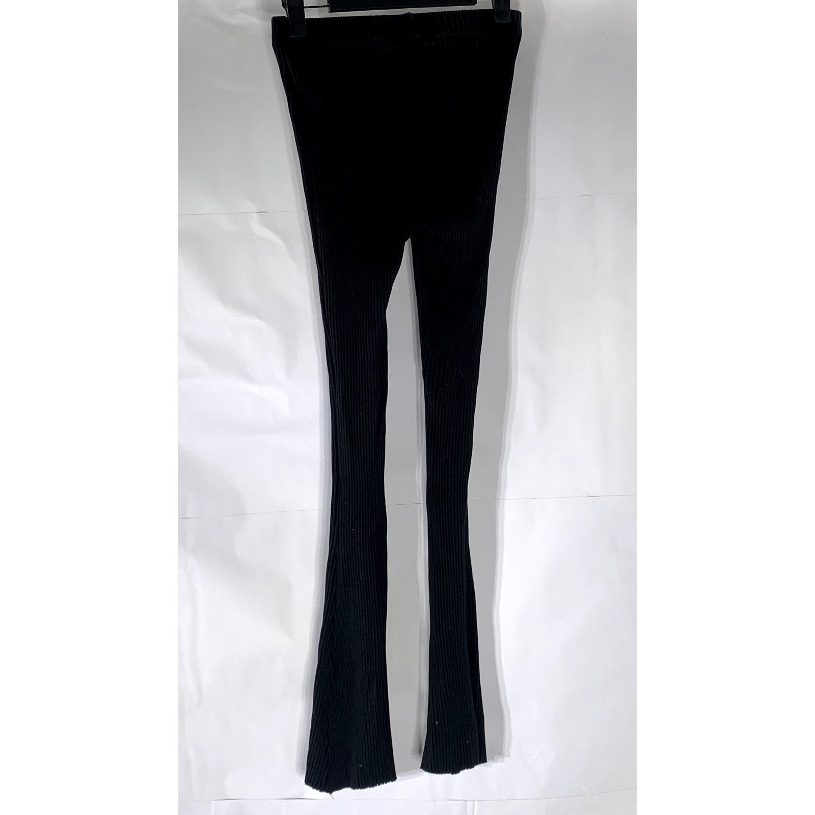 KOTN Women's Black Ribbed Pull-On Elastic Waist Stretch Wide-Leg Leggings SZ XS