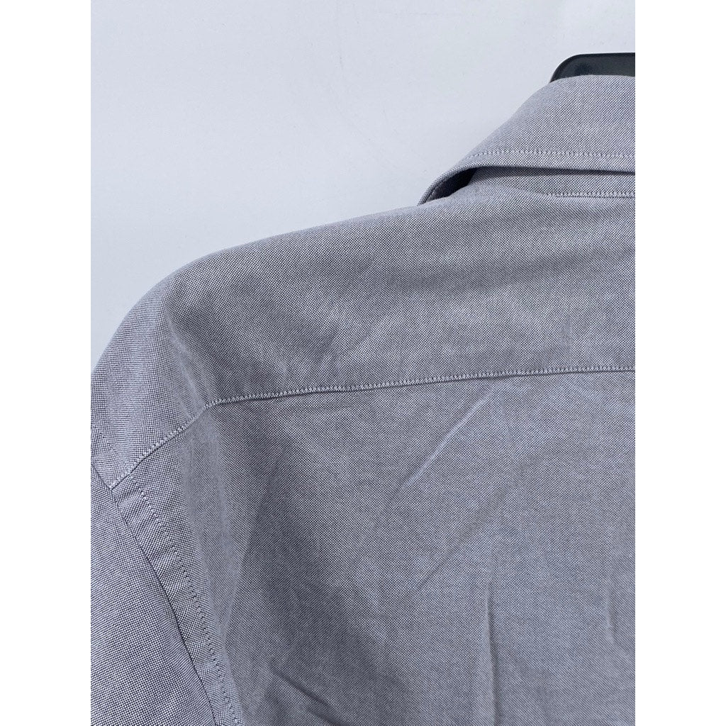 INDOCHINO Men’s Gray Button-Up Regular-Fit Long Sleeve Shirt SZ S