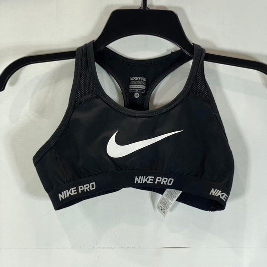 NIKE PRO Women’s Black Swoosh Logo Mesh Racerback Sport Bra SZ M