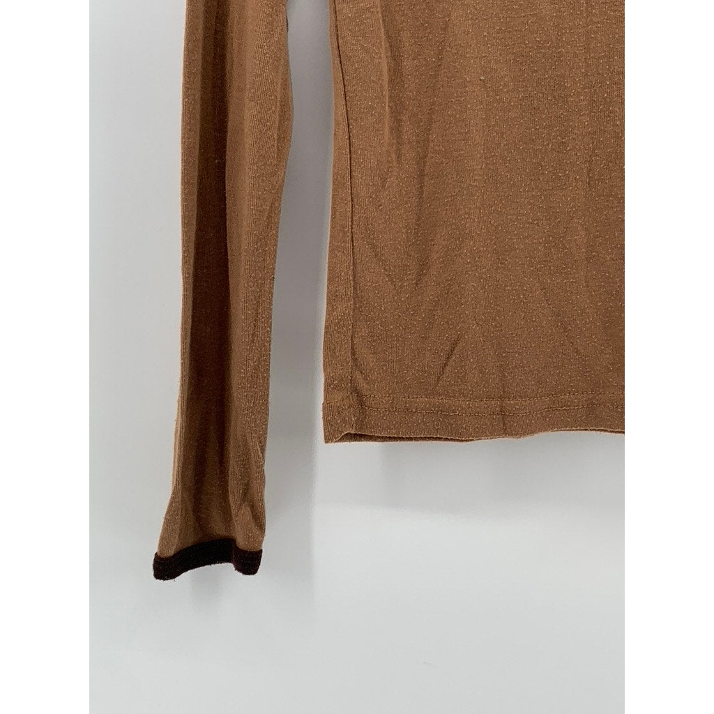 DAZY Women's Brown Crewneck Casual Long Sleeve Top SZ S