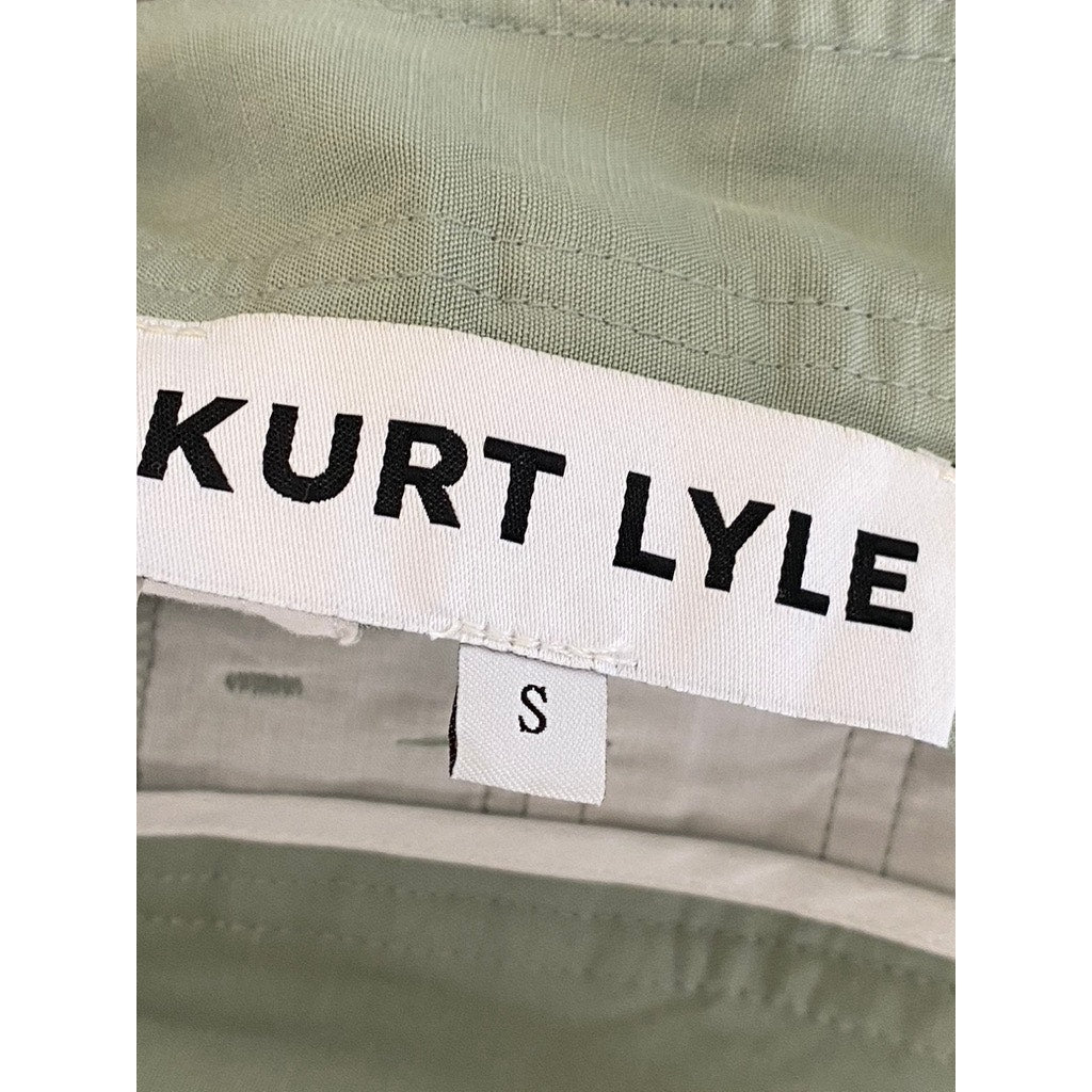 KURT LYLE Women's Green Linen-Blend Pleated Straight-Leg Relaxed-Fit Pant SZ S