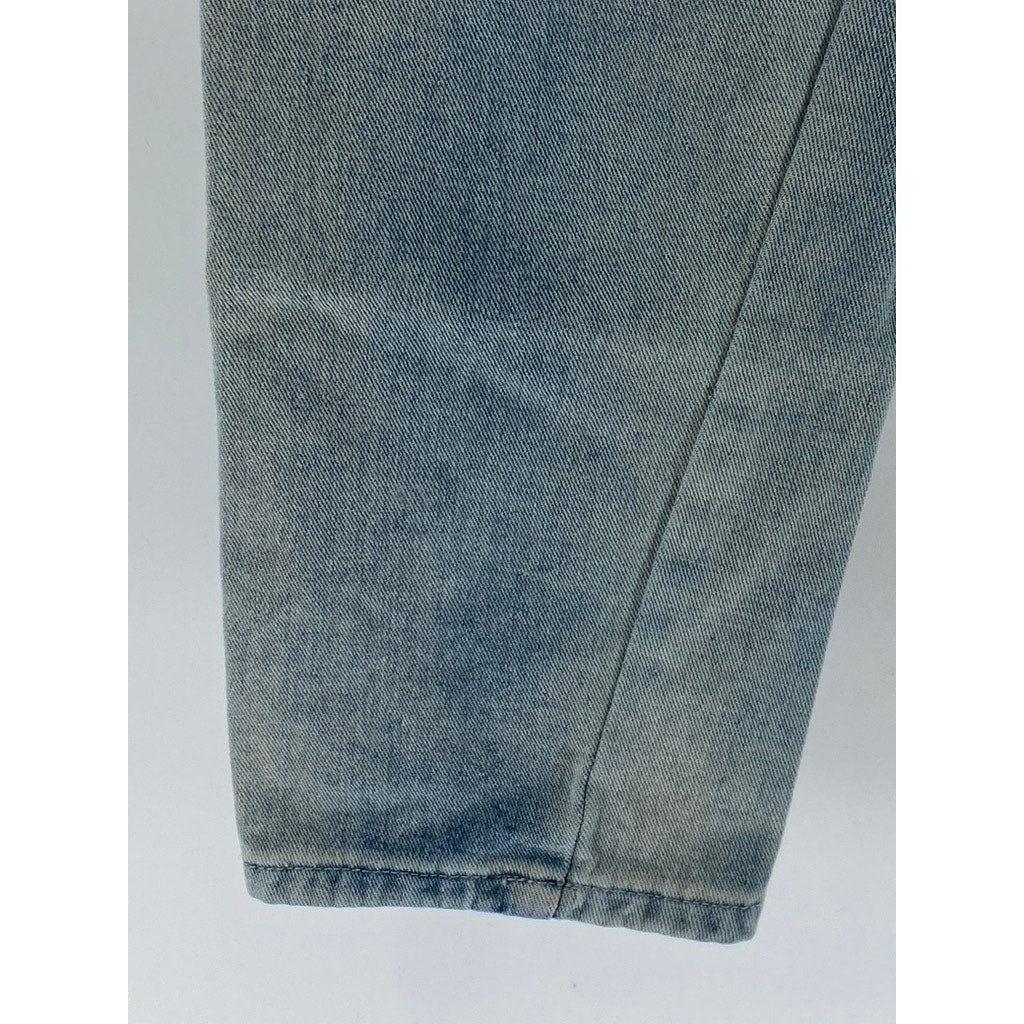 UNBRANDED Women's Light Blue Dyed Star Patch Streetwear Straight-Slim Jeans SZ M