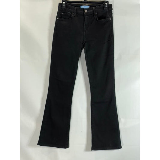 7 FOR ALL MANKIND Women's Solid Black Mid-Rise Bootcut Denim Jeans SZ 27