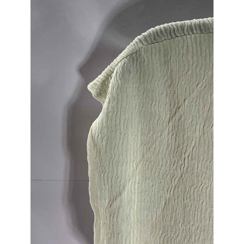 GEMILLI Women's Cream Ribbed Crewneck Lightweight Short Sleeve Top SZ S