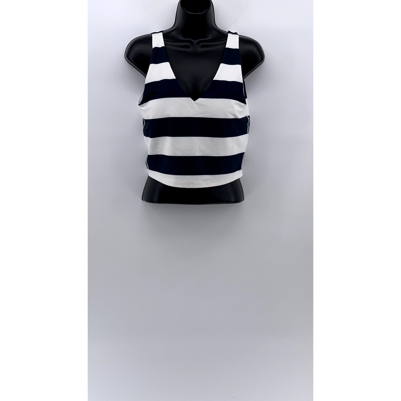 Z SUPPLY Women's Blue-White V-Neck Sleeveless Striped Longline Active Tank SZ M