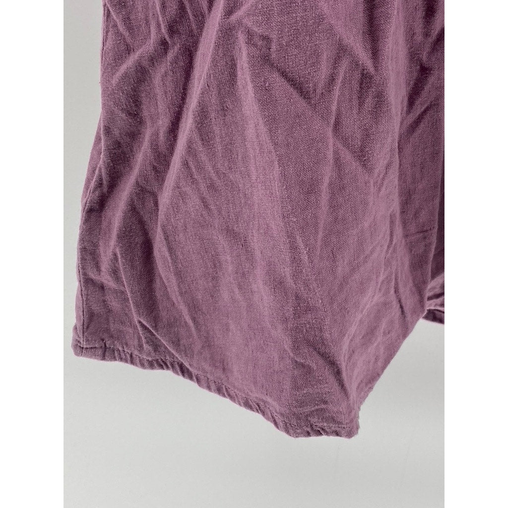 MADEWELL Women's Antique Purple Linen-Blend Kacie Button-Up Mini Dress SZ 2
