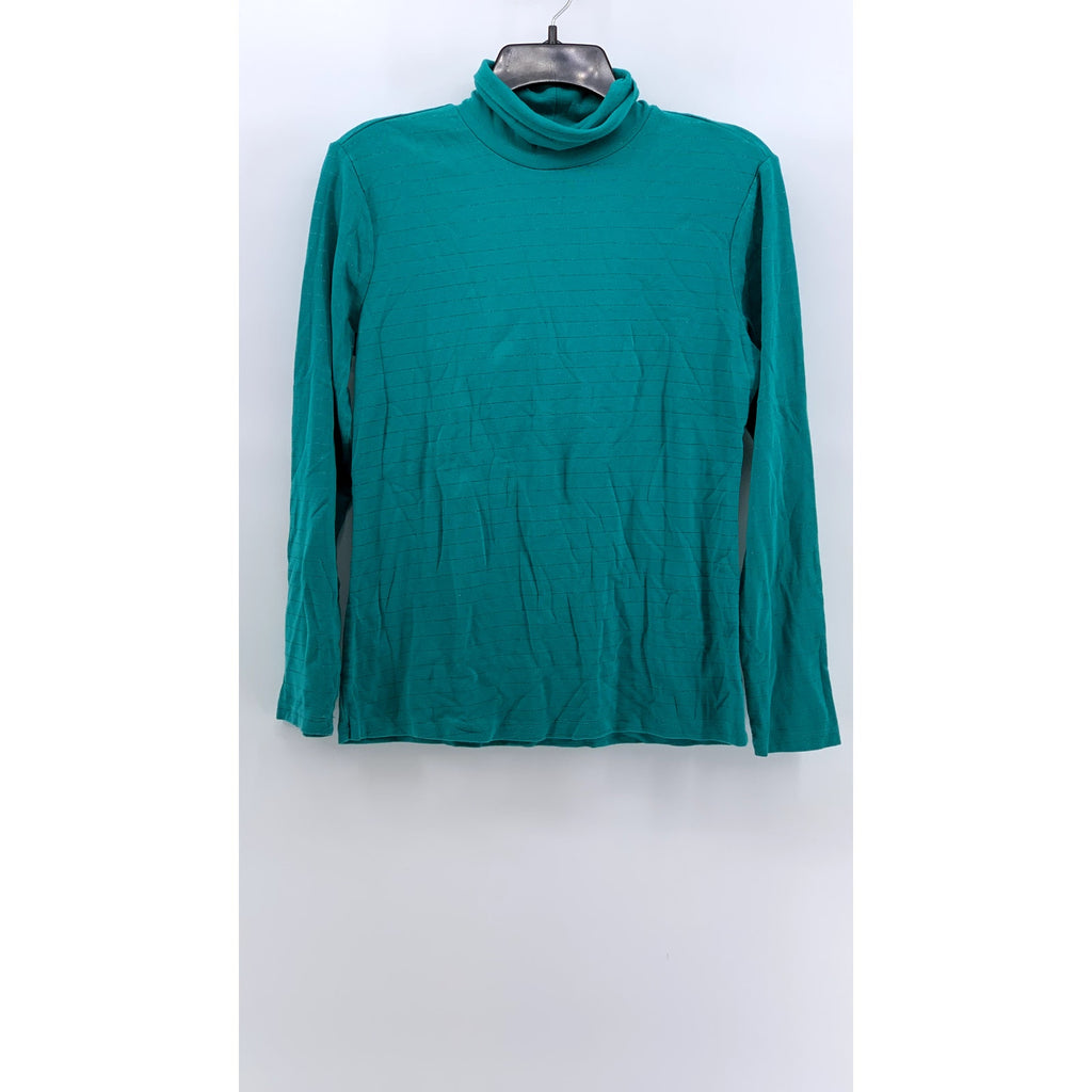 TIME AND TRU Women's Green Striped long Sleeve Turtleneck Top SZ M