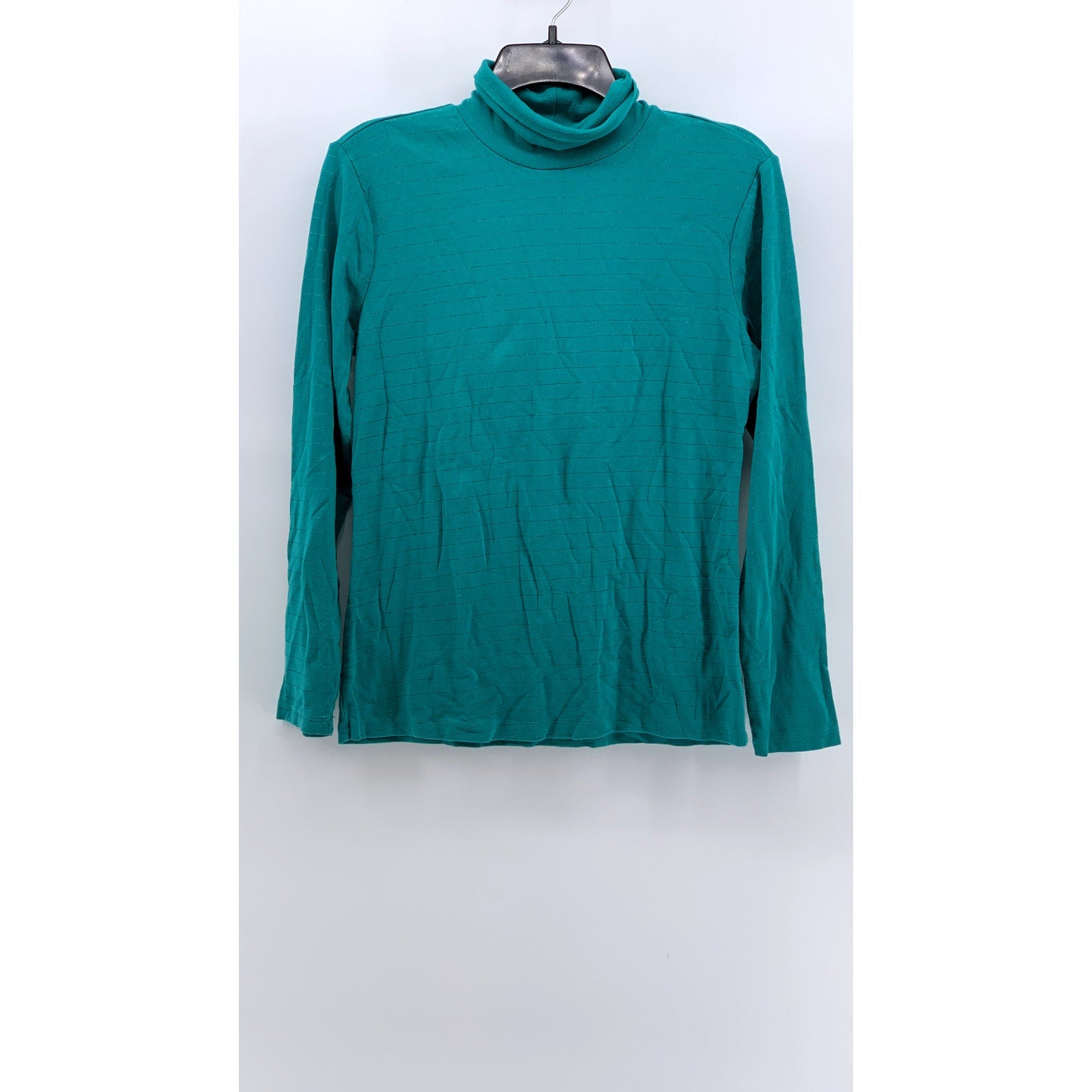 TIME AND TRU Women's Green Striped long Sleeve Turtleneck Top SZ M