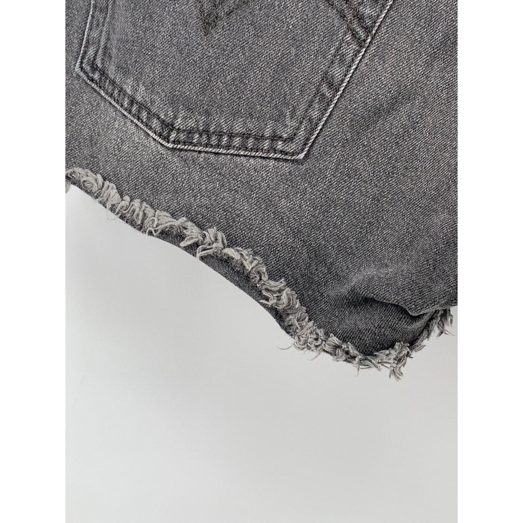 LEVI'S Women's Black Denim Distressed 501 Shorts SZ 26