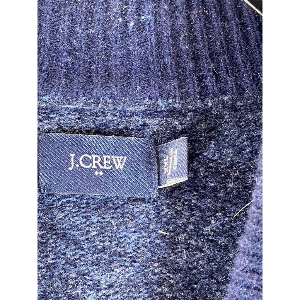 J. CREW FACTORY Men's Navy Lambswool Button-Front Bomber Sweater SZ 2XL