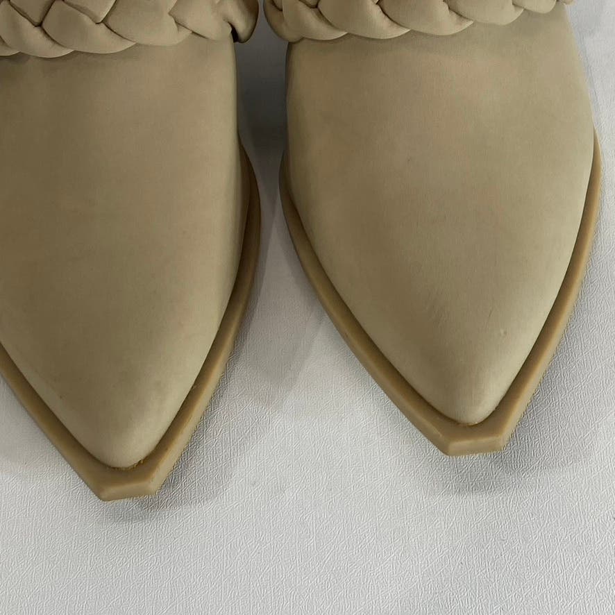 DOLCE VITA Women's Tan Eillie Western Braided Block-Heel Slip-On Mules SZ 9.5
