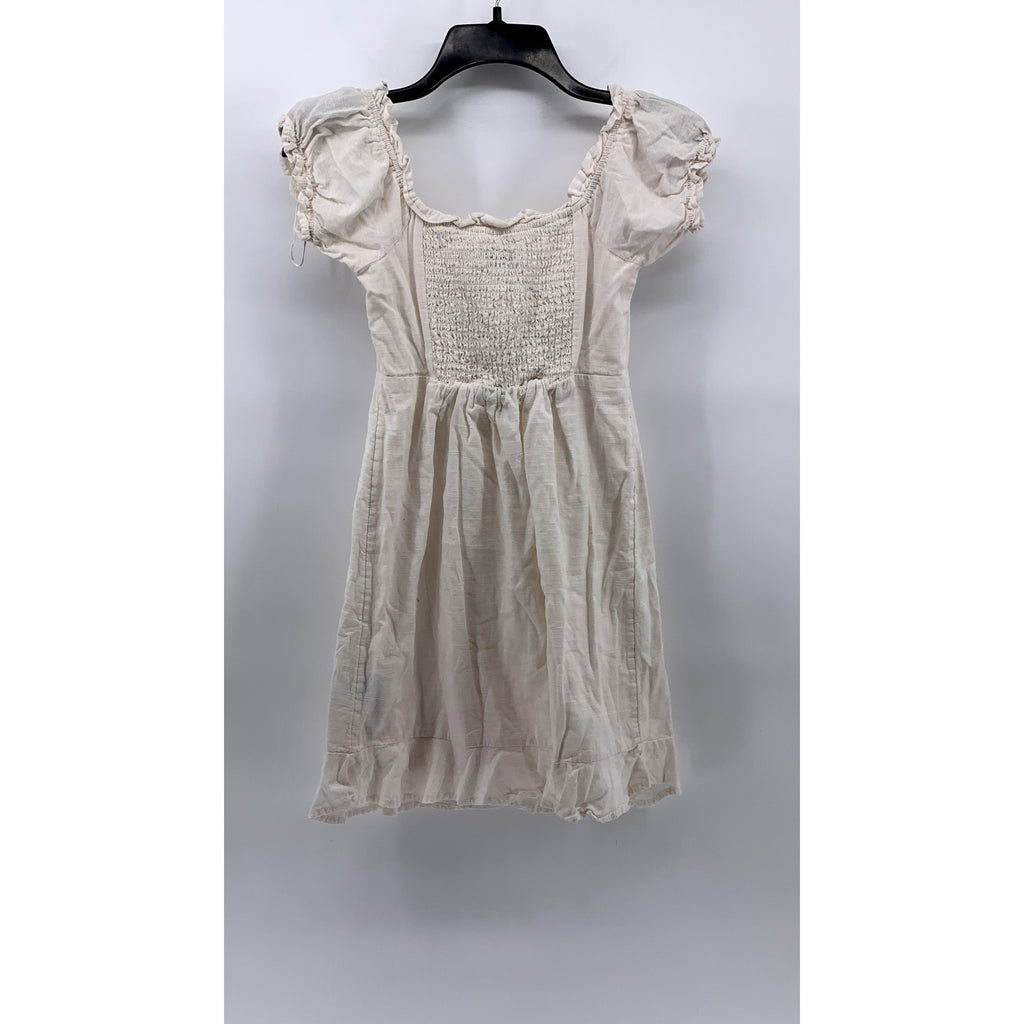 URBAN OUTFITTERS Women's Off-White Short Puff Sleeve A-Line Mini Dress SZ XS