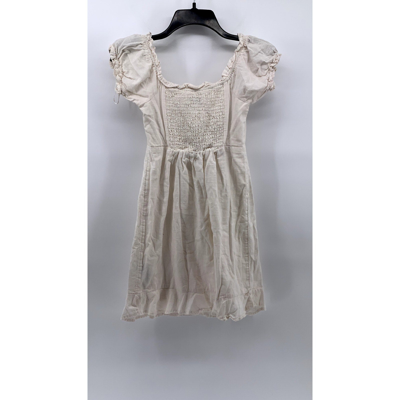 URBAN OUTFITTERS Women's Off-White Short Puff Sleeve A-Line Mini Dress SZ XS