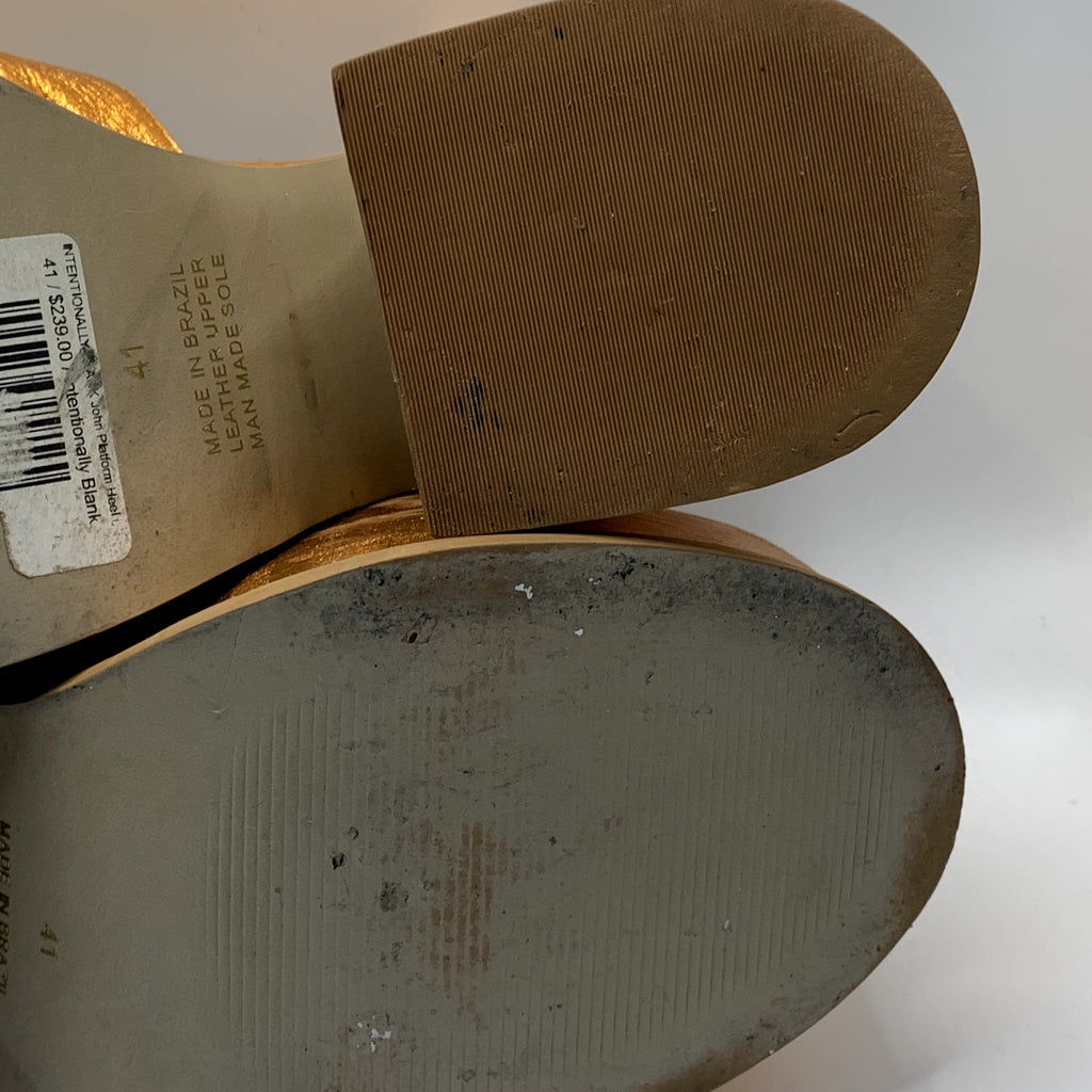 INTENTIONALLY Women's Orange Metallic John Platform Block-Heel Heels SZ 10.5