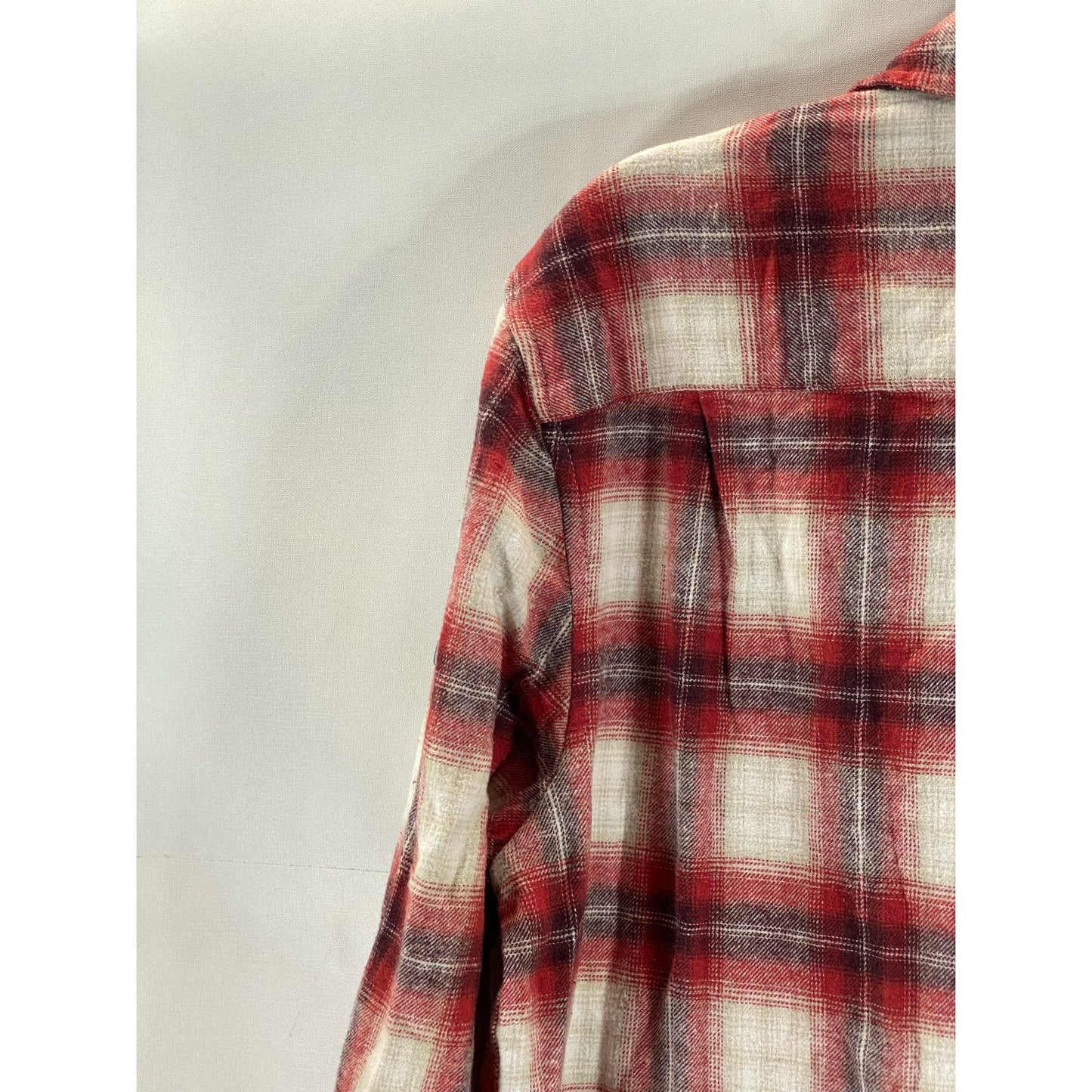 LUCKY BRAND Men's Red Plaid Classic-Fit Button-Up Long Sleeve Flannel Shirt SZ M