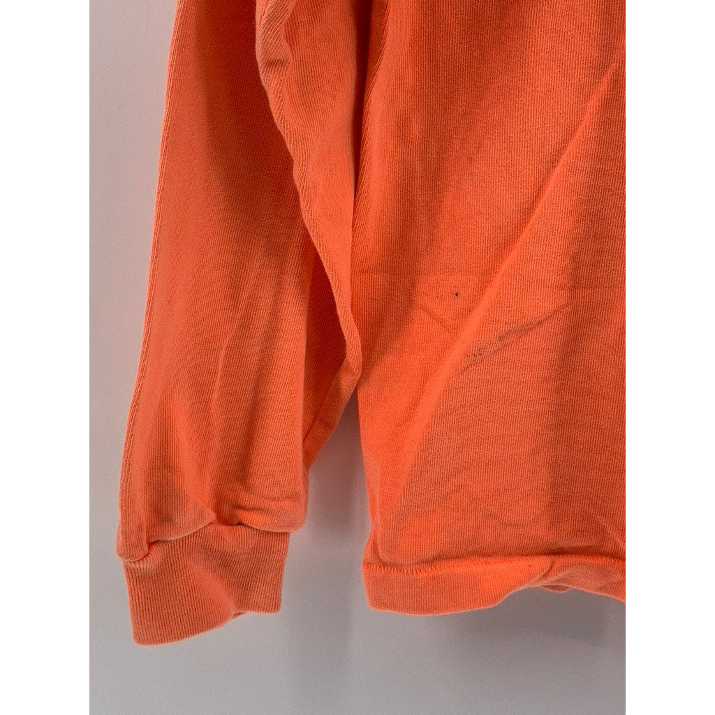 LOS ANGELES APPAREL Men’s Neon Orange Solid Crewneck Long Sleeve T-Shirt SZ M