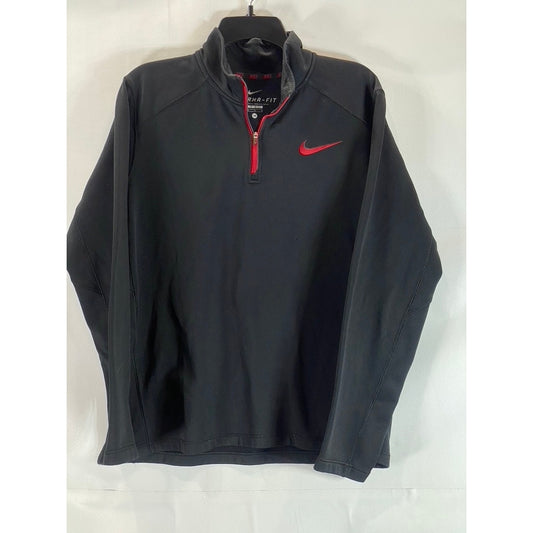 NIKE Men's Black Solid Therma-Fit Quarter-Zip Pullover Sweater SZ M