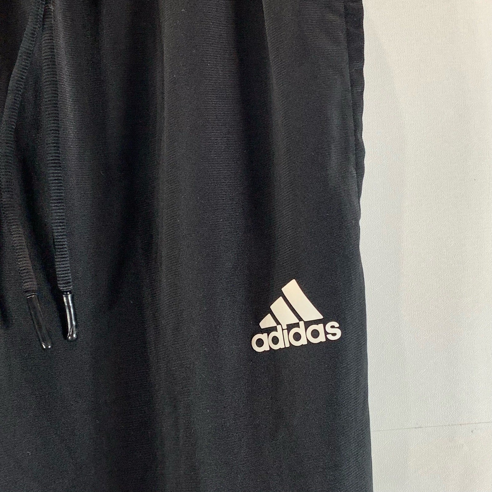 ADIDAS Men's Black Tapered-Leg Pull-On Elastic Waist Track Pants SZ L