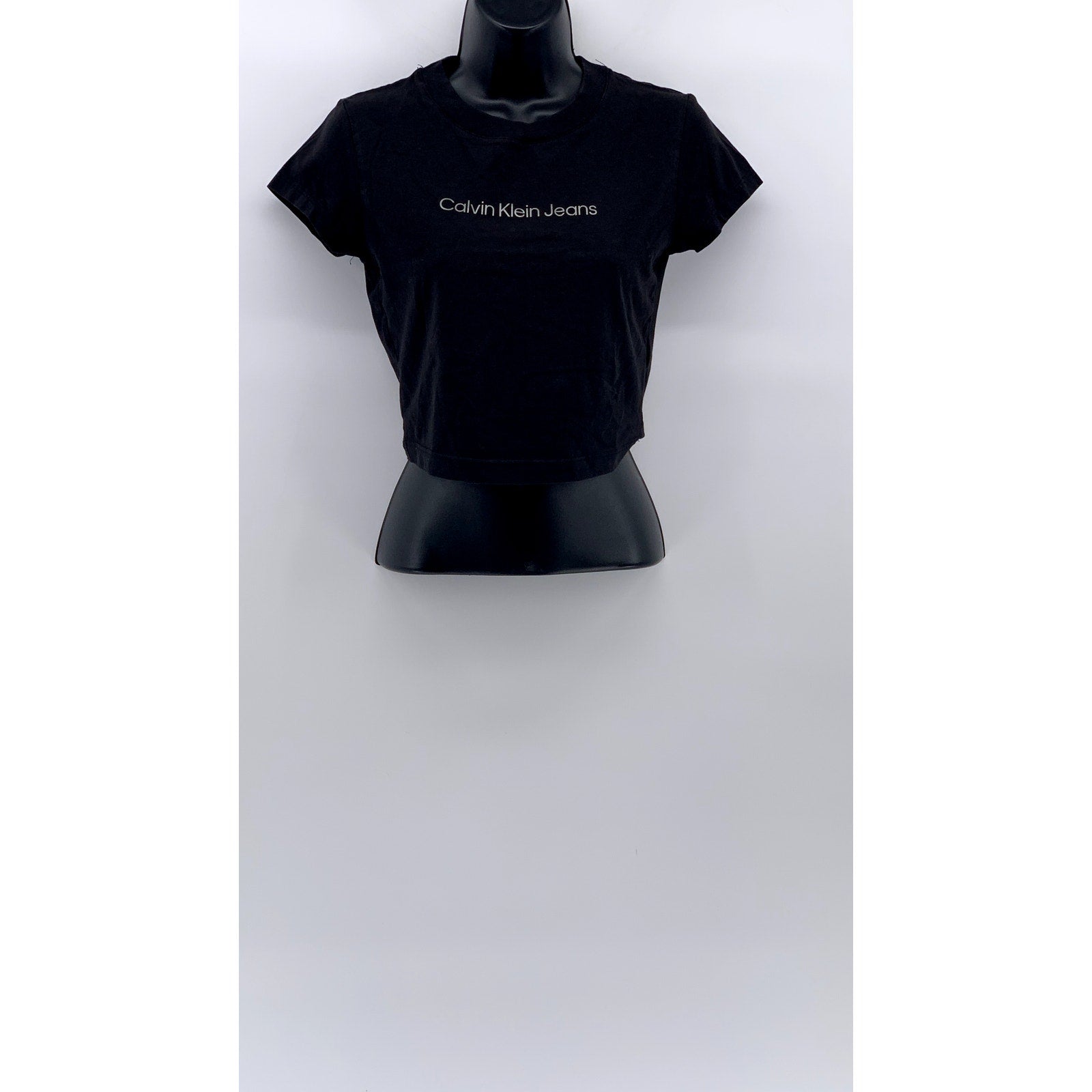 CALVIN KLEIN JEANS Women's Black Logo Institutional Baby T-Shirt SZ S