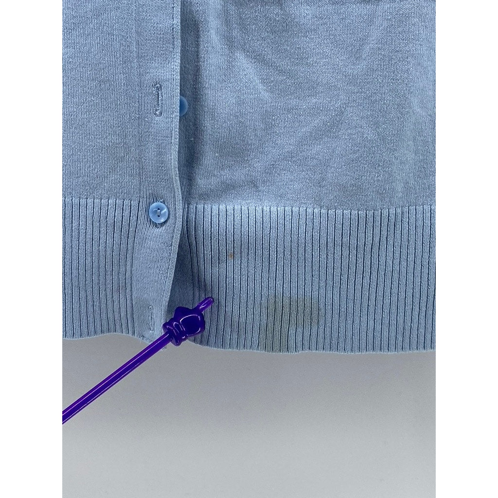 WORTHINGTON Women’s Light Blue Crewneck Button-Up Long Sleeve Cardigan SZ S