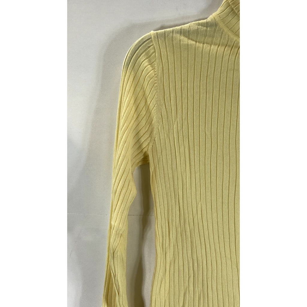 J. MCLAUGHLIN Women's Yellow Arlette Rib Stretch Turtleneck Long Sleeve Top SZ M