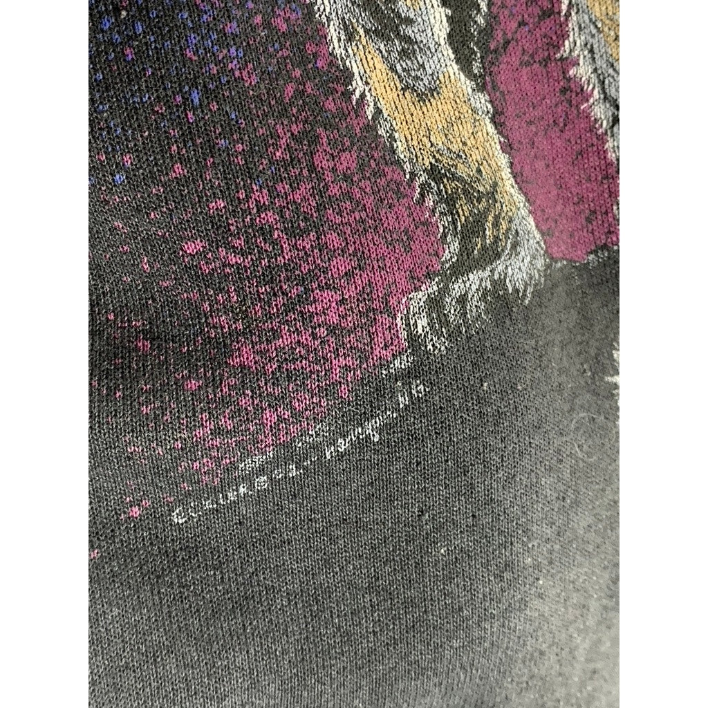 HANES ACTIVEWEAR Women's Vintage Black Wolf Moon Graphic Crewneck Sweatshirt SZM