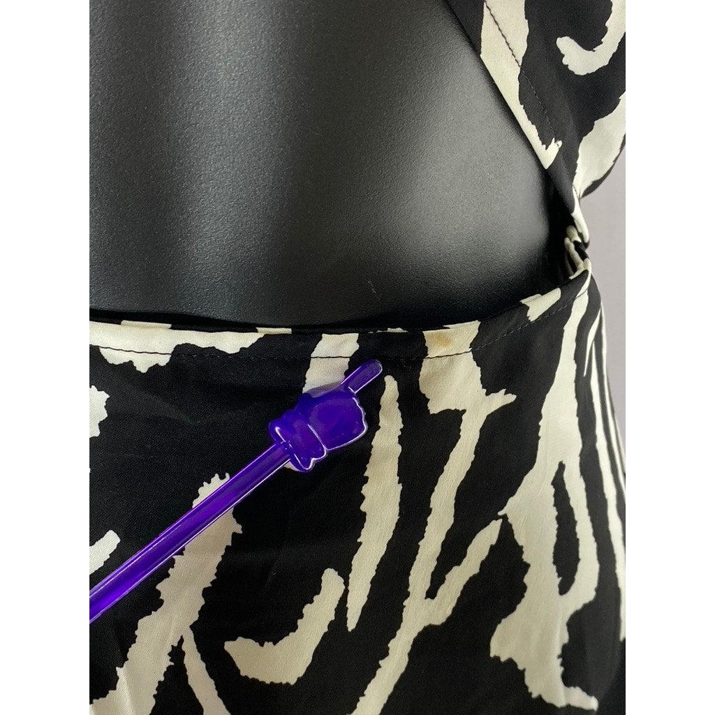 NASTY GAL Women's Black-White Zebra Print Cutout Halter-Neck Maxi Dress SZ 6