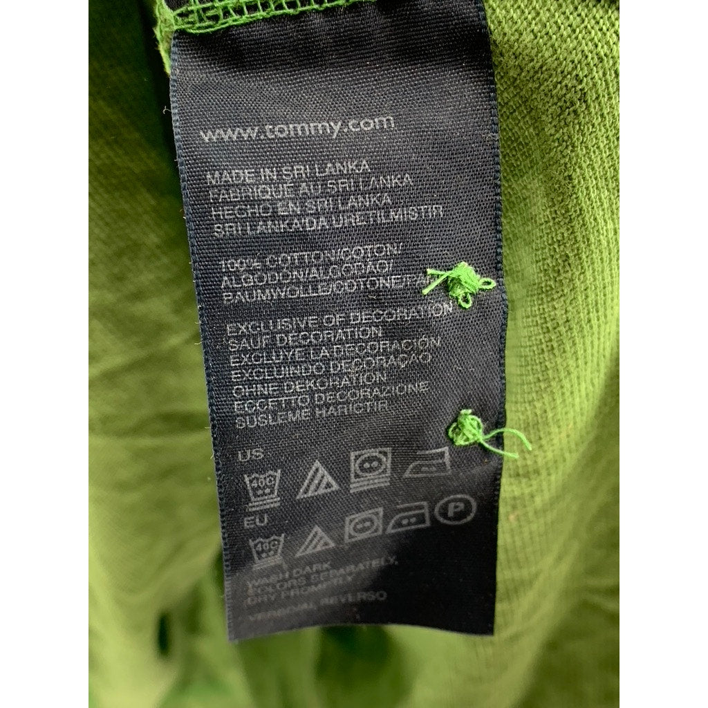 TOMMY HILFIGER Men's Green Classic-Fit Short Sleeve Casual Polo Shirt SZ M