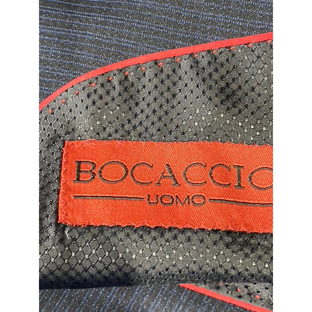 BOCACCIO UOMO Men's Navy Textured Two-Button Suit SZ 52R/46X30