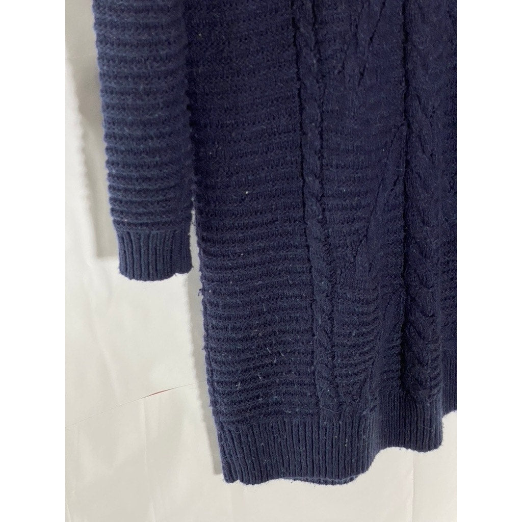 GAP Women's Navy Uniform Plait Cable Knit Long Sleeve Mini Sweater Dress SZ L