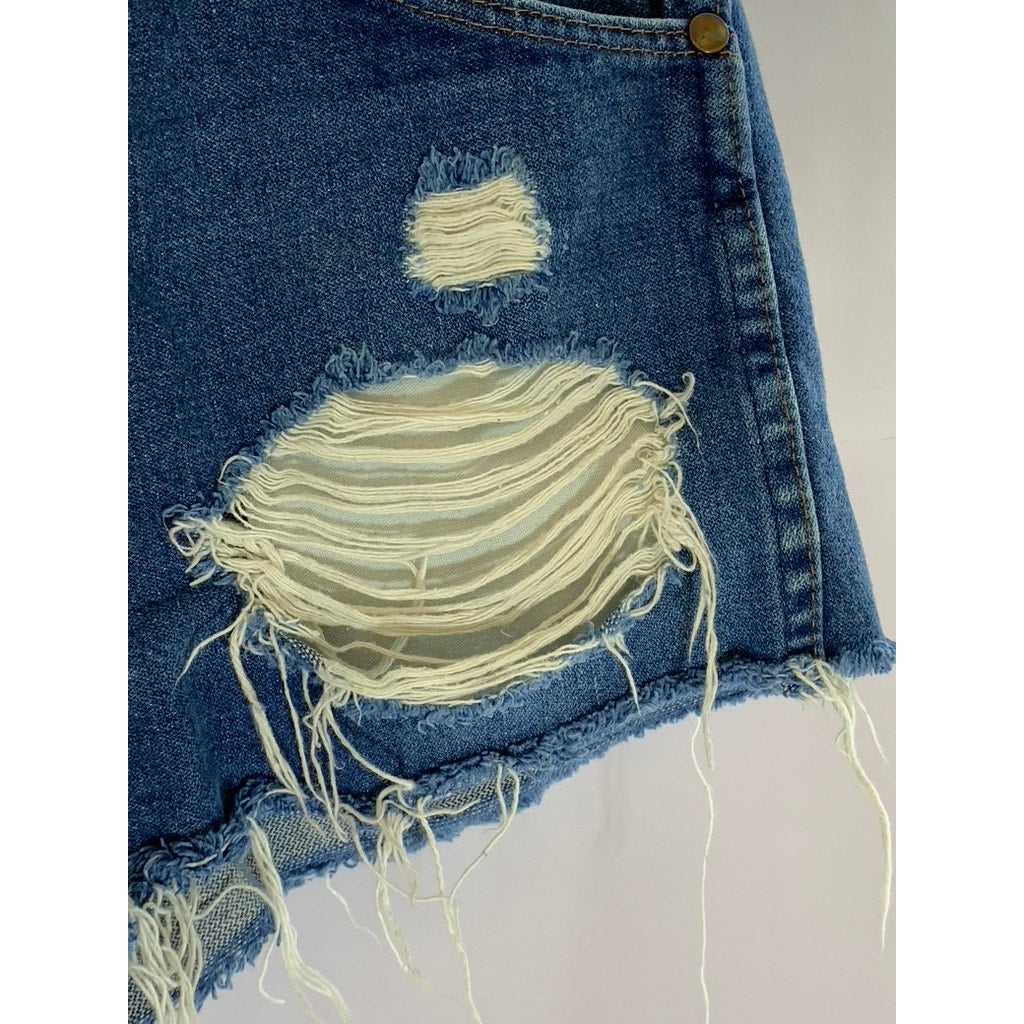 WRANGLER Women's Blue Regular-Fit Distressed Five-Pocket Denim Shorts SZ 31