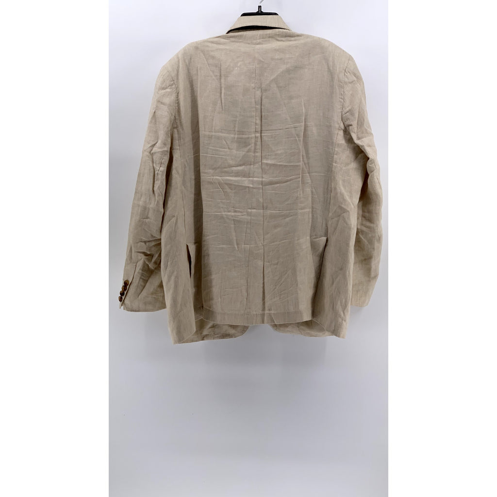 CLUB ROOM Men's Beige Linen Two Button Blazer SZ 2XL