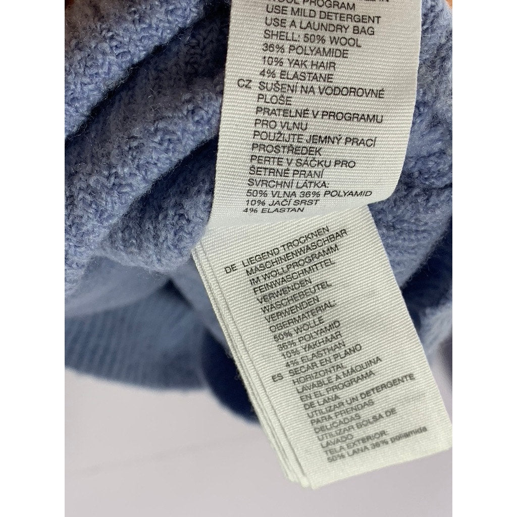 & OTHER STORIES Women's Blue Ribbed Mock-Neck Puff Long Sleeve Sweater SZ S