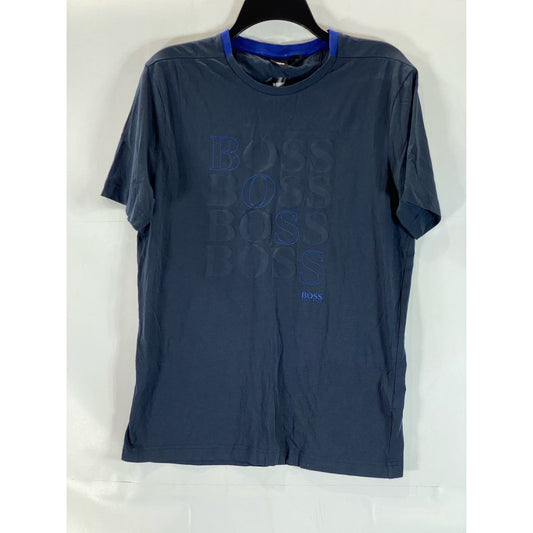 BOSS HUGO BOSS Men's Navy Bionic Logo Embossed Crewneck Short Sleeve Shirt SZ S