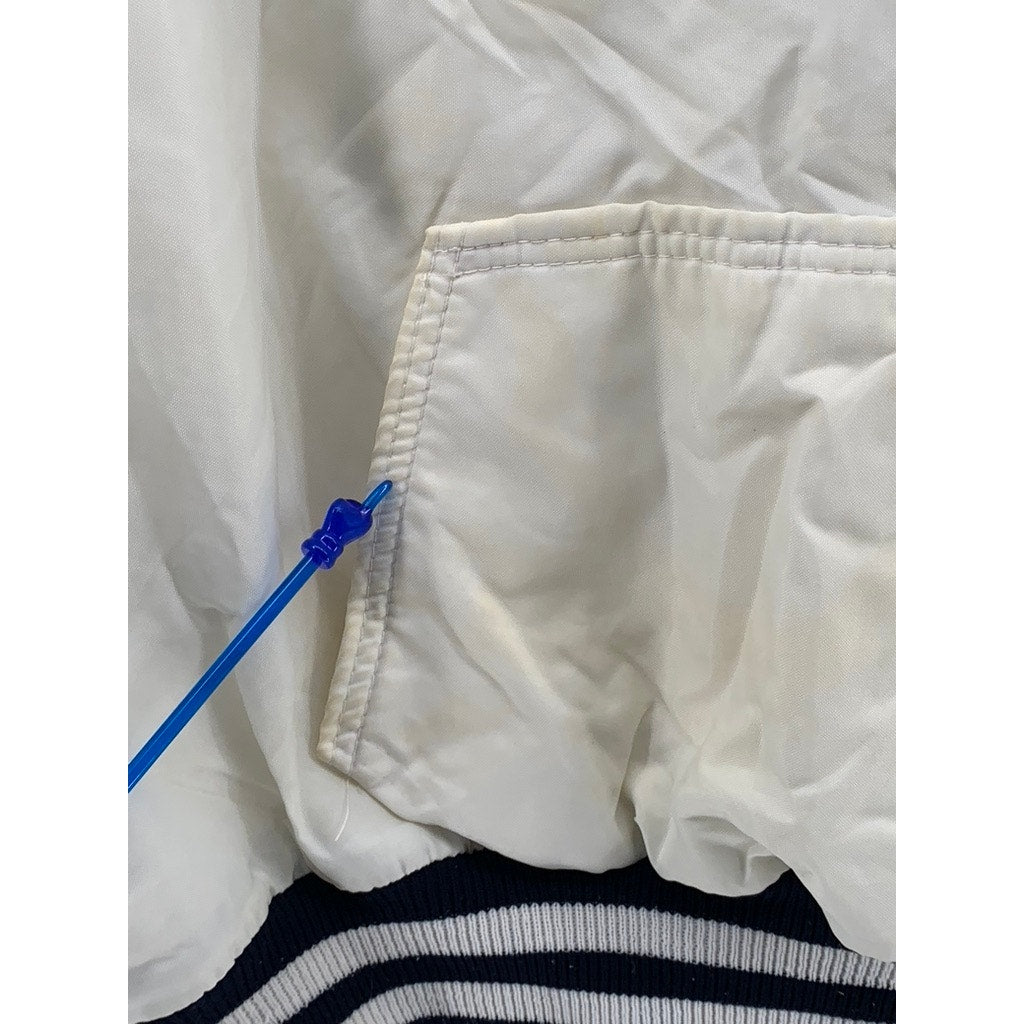 DELONG Women's White-Navy Vintage Varsity Cheerleader Jacket SZ XL