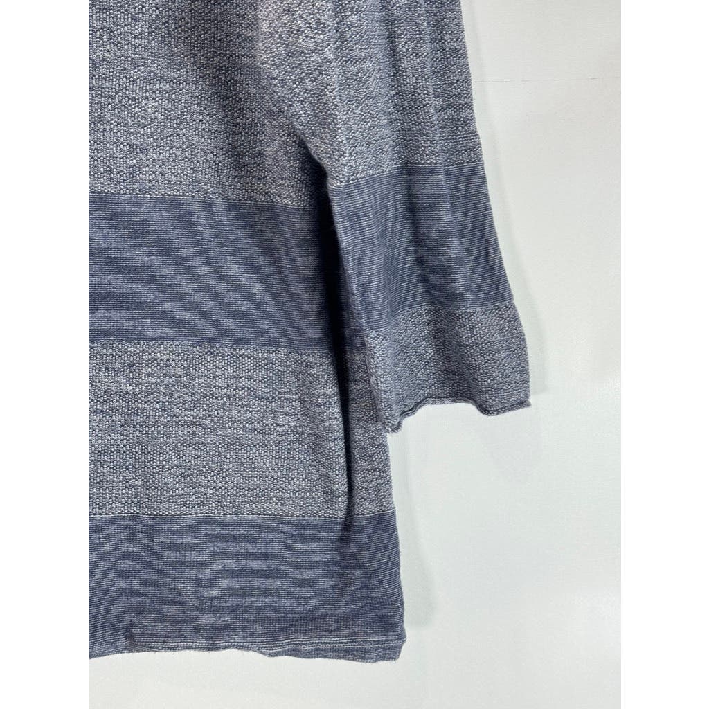 BELFORD Women's Navy Colorblock Wide Striped 3/4 Sleeve Pima Cotton Top SZ L