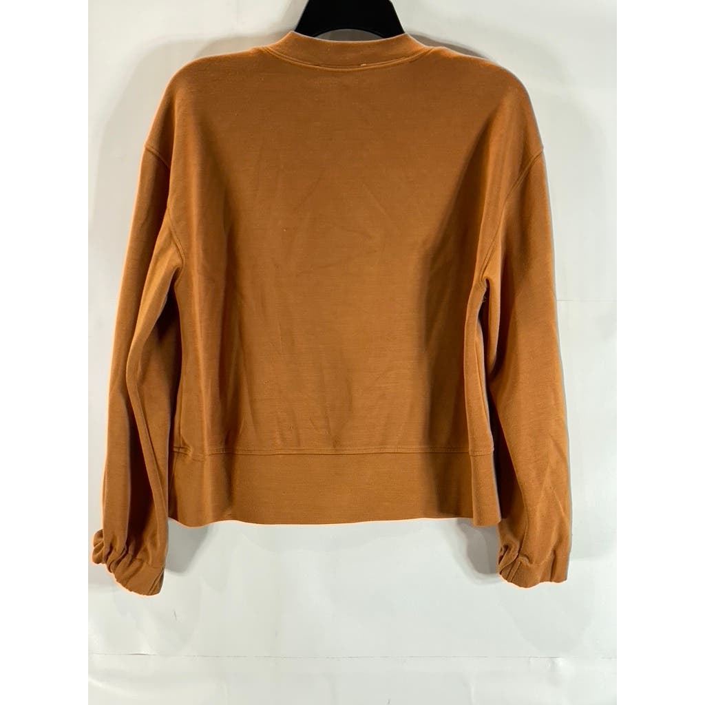 M  MAGASCHONI Women's Rust Crewneck Elastic Long Sleeve Pullover Sweatshirt SZ S