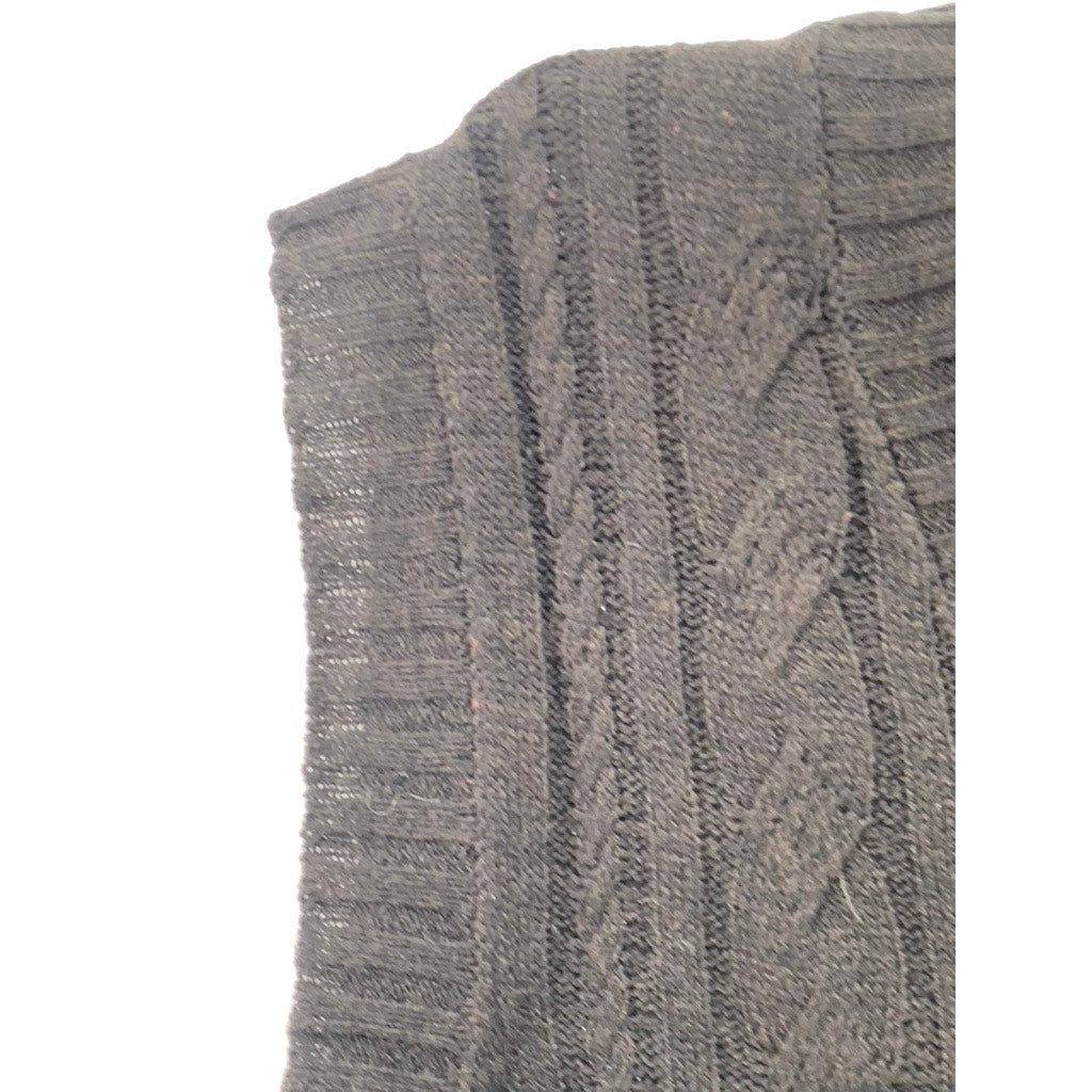 SYBILLA Women's Black V-Neck Cable-Knit Sleeveless Sweater Vest SZ M