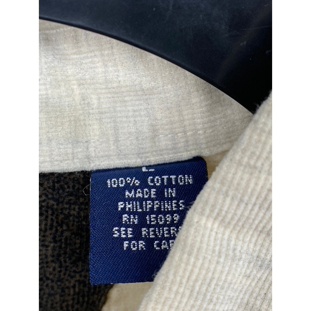 TRADER BAY Men's Beige Regular-Fit Button-up Long Sleeve Shirt SZ L