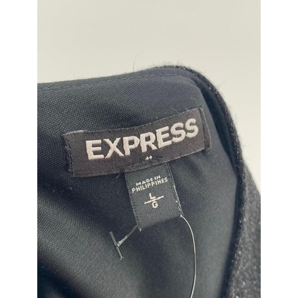 EXPRESS Women's Black Sweetheart Long Sleeve Seamed Mini Dress SZ L
