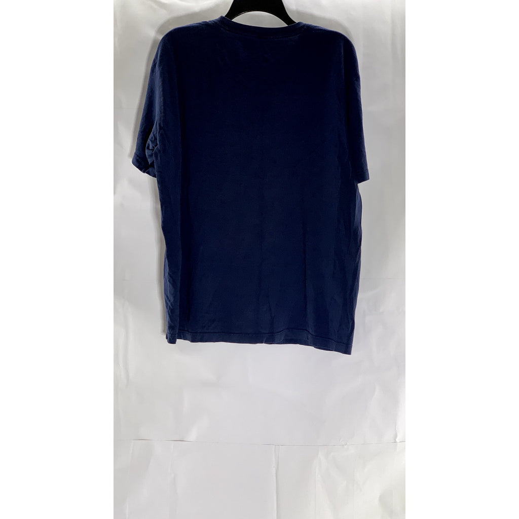 NIKE Men's Navy-Red ATL Logo Crewneck Regular-Fit Short Sleeve T-Shirt SZ L