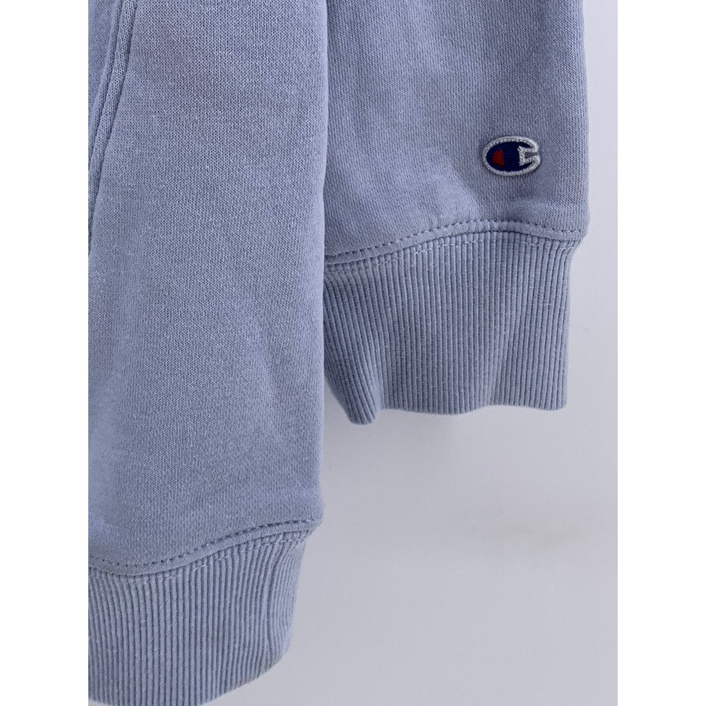 CHAMPION Girls Light Blue-Pink Script Logo Hoodie SZ XL