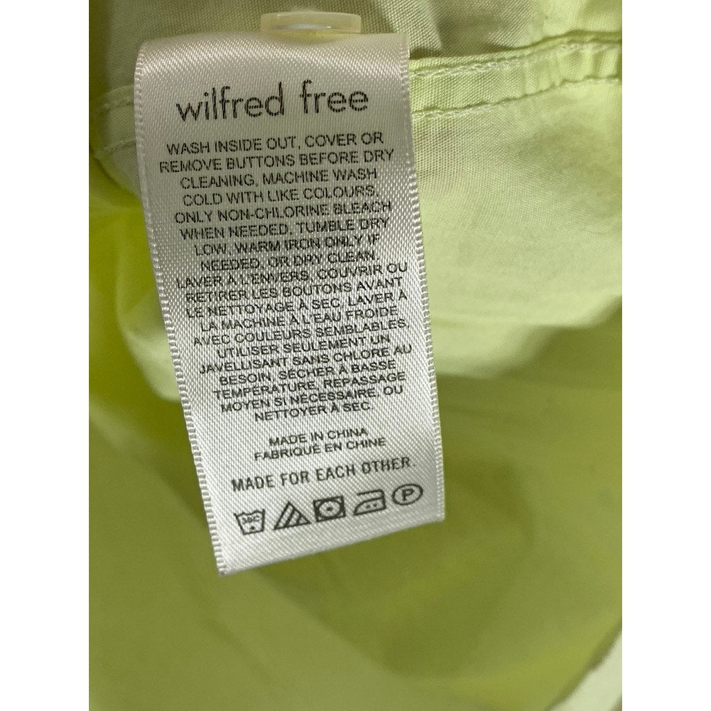WILFRED FREE Women's Lime Green Oversized Button-Up Long Sleeve Top SZ XS